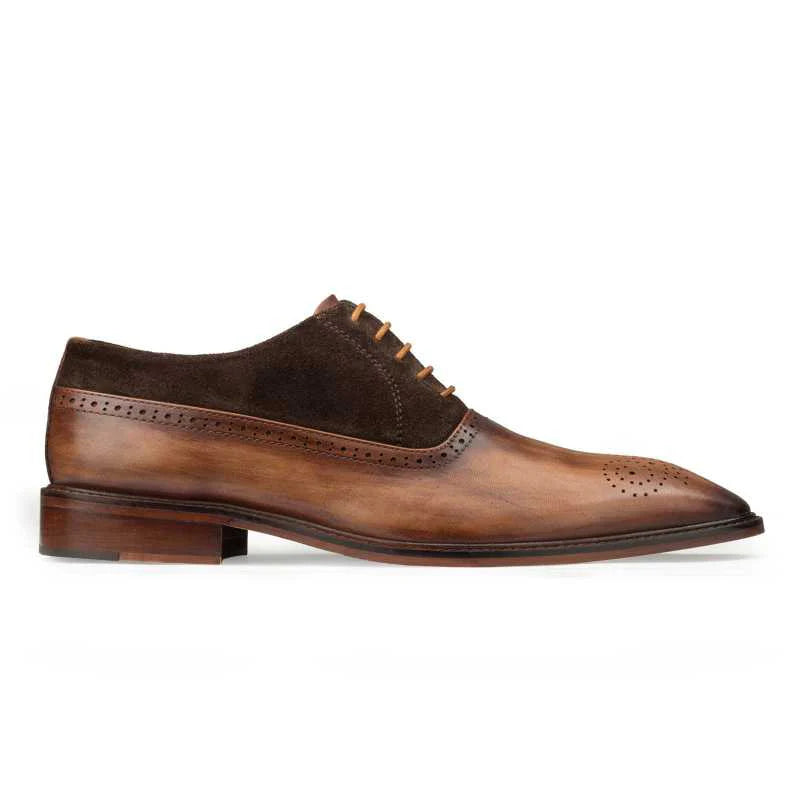 Formal Brown-Tan Medallion Suede Oxford