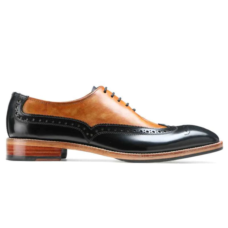 Formal Wingtip Oxfords in Tan-Black