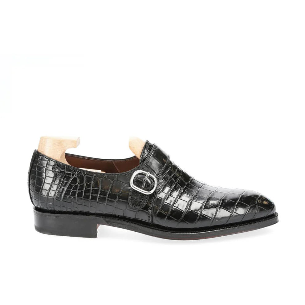 Black Alligator Monkstrap