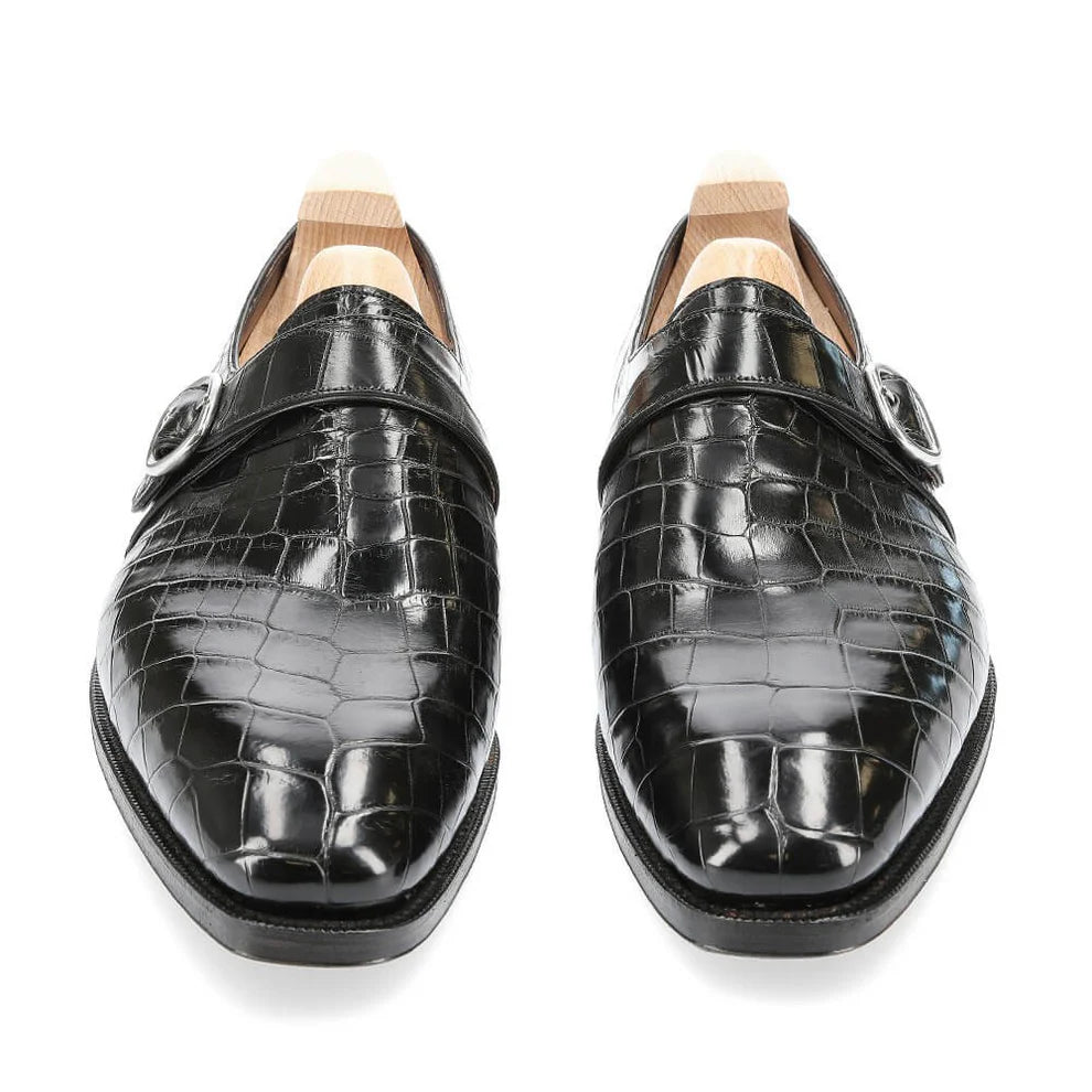 Black Alligator Monkstrap