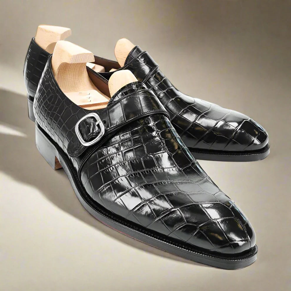 Black Alligator Monkstrap