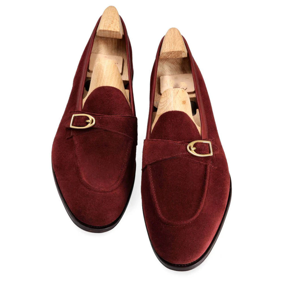 Burgundy Suede Monk Loafer