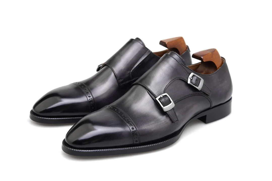 Double Monk Strap Grey Shoes