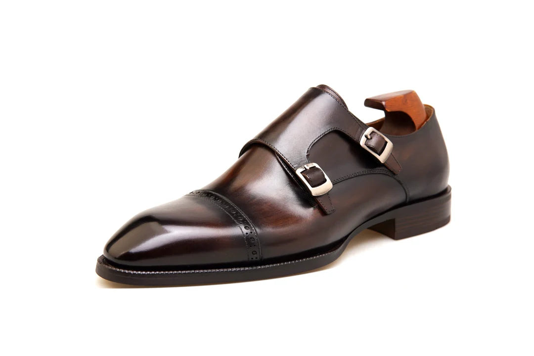 Double Monk Strap Dark Brown