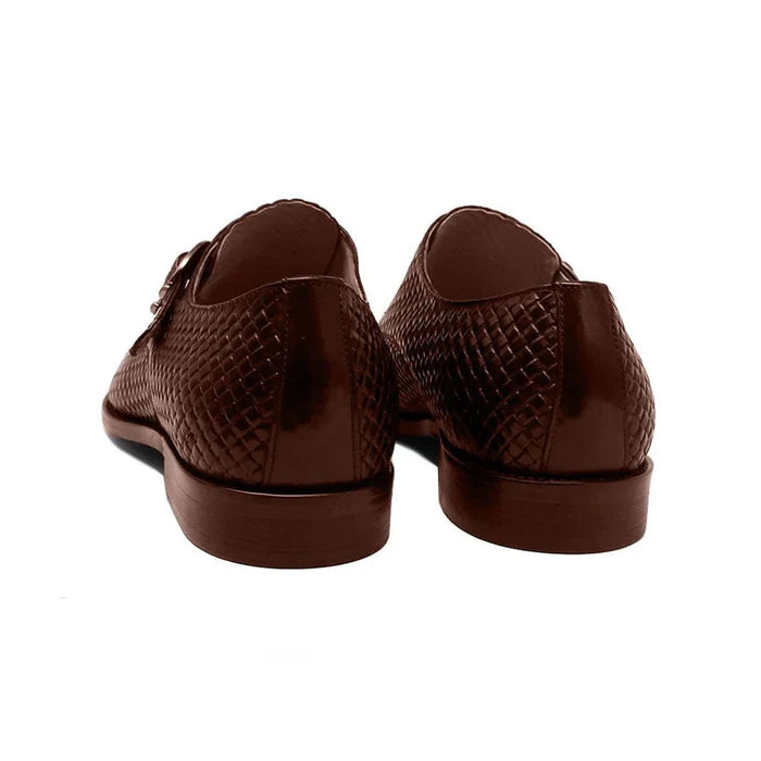 Dark Brown Waved Single Monk Strap Shoes
