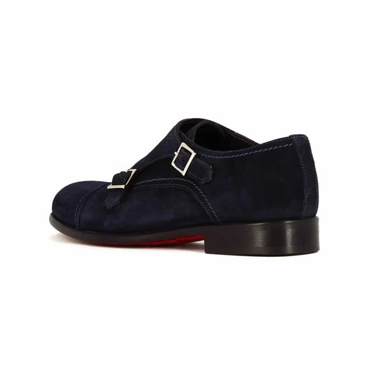 Blue Suede Double Monk Strap Shoes