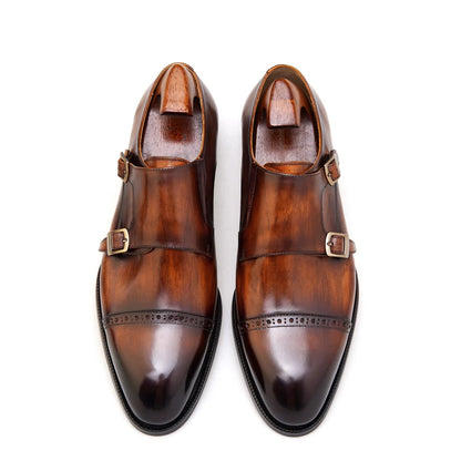 Double Monk Strap Brown Shoes