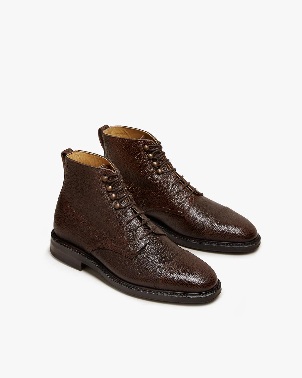 Adrian – Dark Brown Milled Leather Lace up Boots
